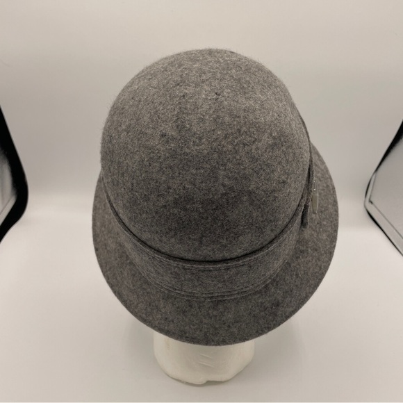 Gray Wool Hat With Button Detail - Picture 5 of 7